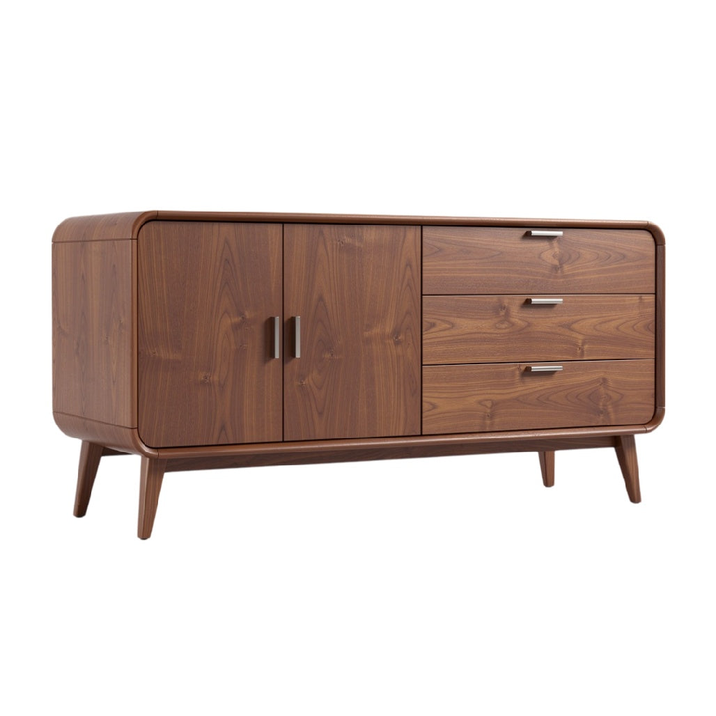 **Moderne Eiken Dressoir met Vierdeuren en Drie Lades**