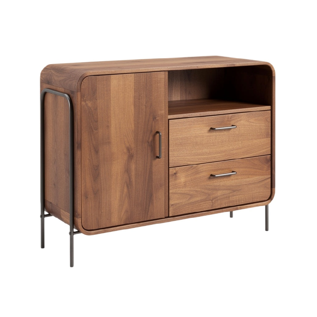**Houten Dressoir met Lades en Open Compartment**