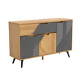 **Moderne Dressoir met Geometrische Patronen en Houten Afwerking**