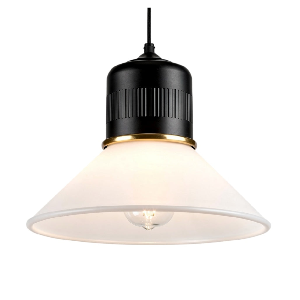 **Decoratieve Hanglamp met Witte Glazen Kappen en Zwart Metalen Lichaam**