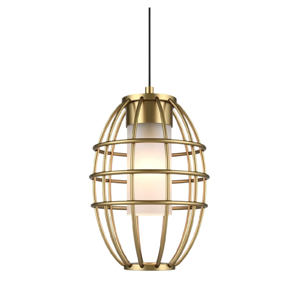 **Technische titel in het Nederlands:** Trendy gouden hanglamp met cage-ontwerp en matte afwerking
