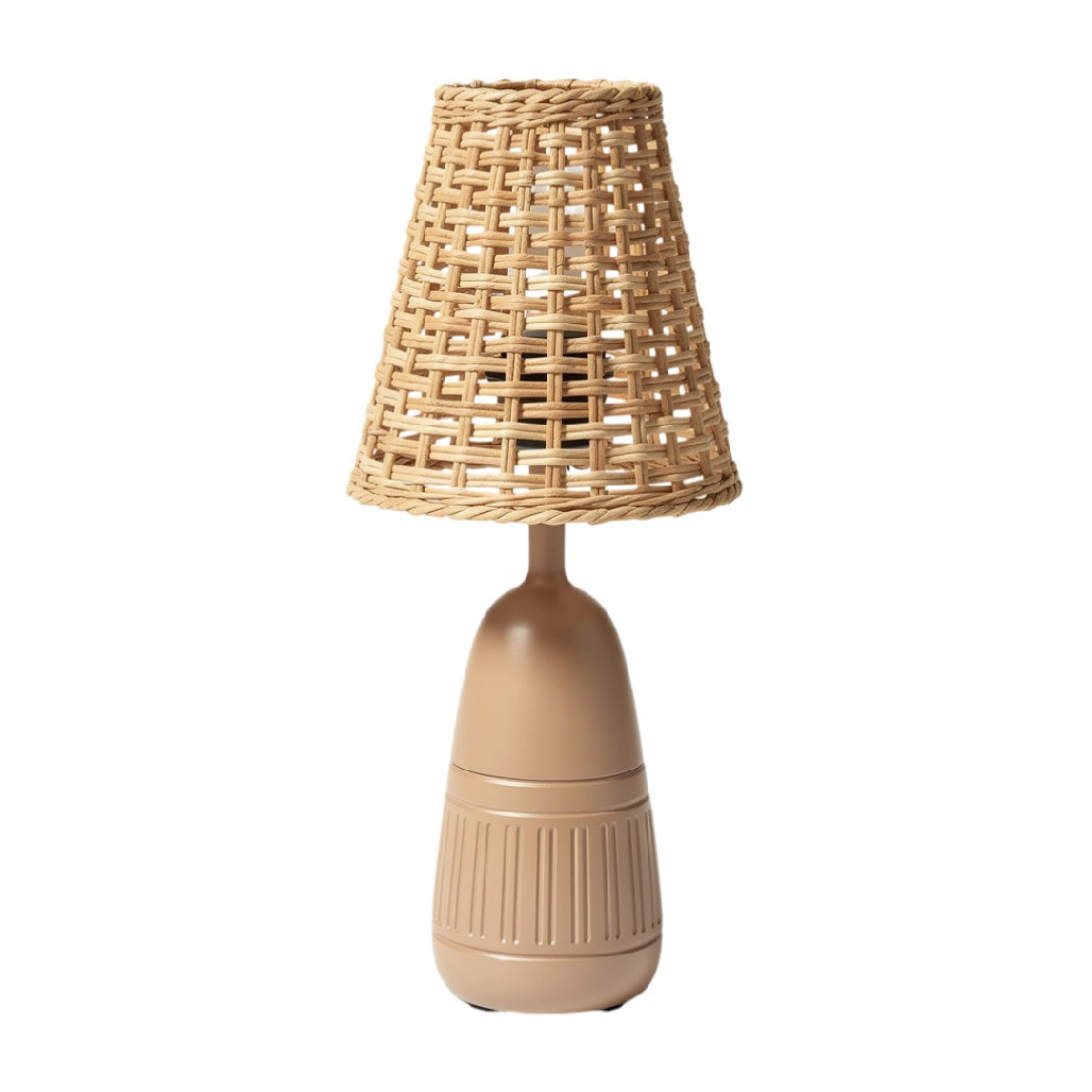 **Nederlandse technische titel: 'Moderne Tischlampe met Rieten Schaduw en Organisch Ontwerp'**