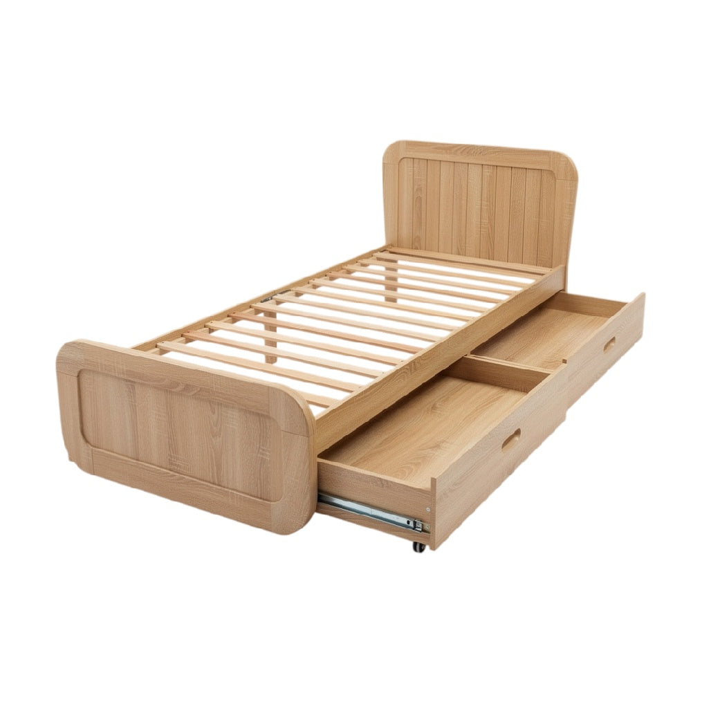 **Technische titel in het Nederlands:** Modulaire bedconstructie met opberglades in hout.
